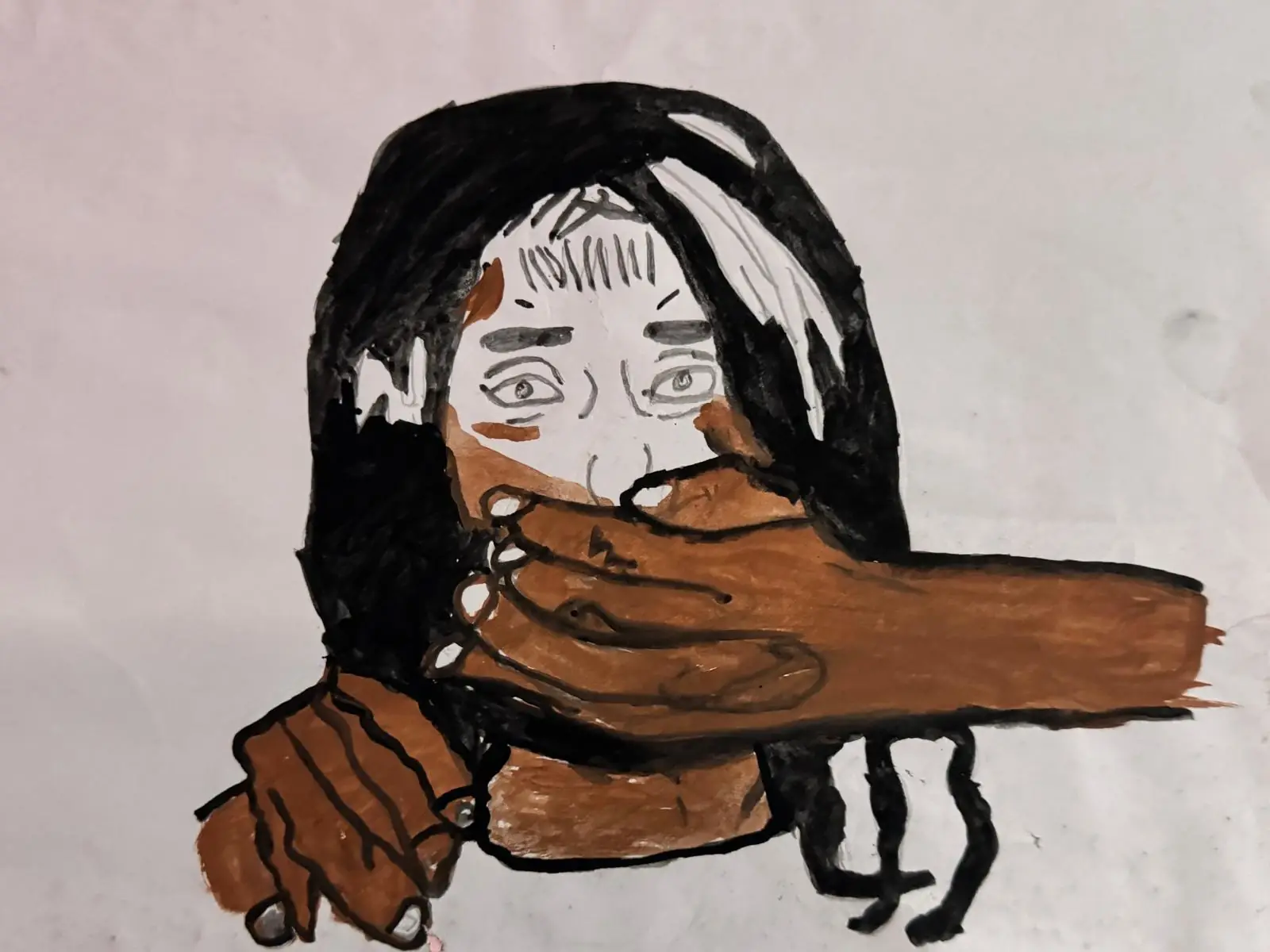 Drawing by a Nepalese school child illustrating the issue of human trafficking. image